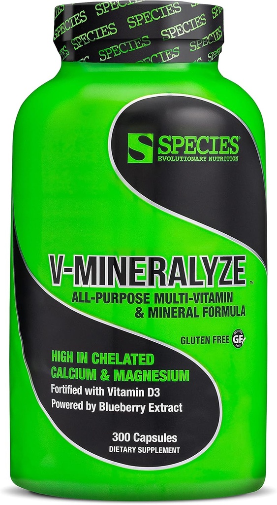 Tür Beslenme V-Mineralyze All-Purpose Multivitamin, C ve D3, Chelated Minerals, Blueberry Türleri, 300 Capsules