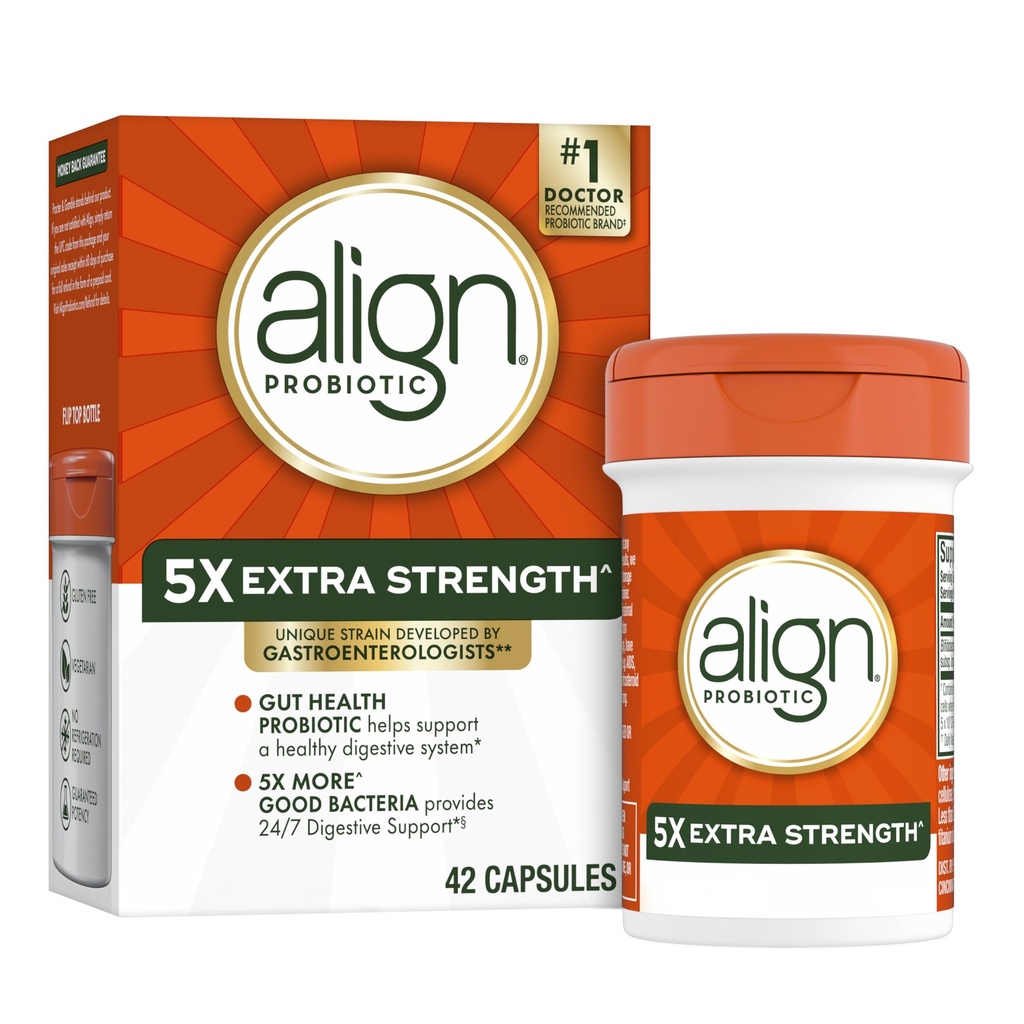 Align Probiyotik, Ekstra Güçlü, Kadın ve Erkekler için Probiyotikler, Probiyotik Capsules 5X CFUs ^ 42 Capsules