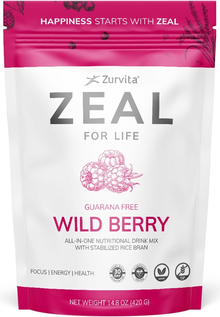 Zurvita - Life 30-Day Wellness Bag - Wild Berry (Guarana Free) - Vitality için Beslenme Supplement, Immunity ve Wellness - 420 Grams