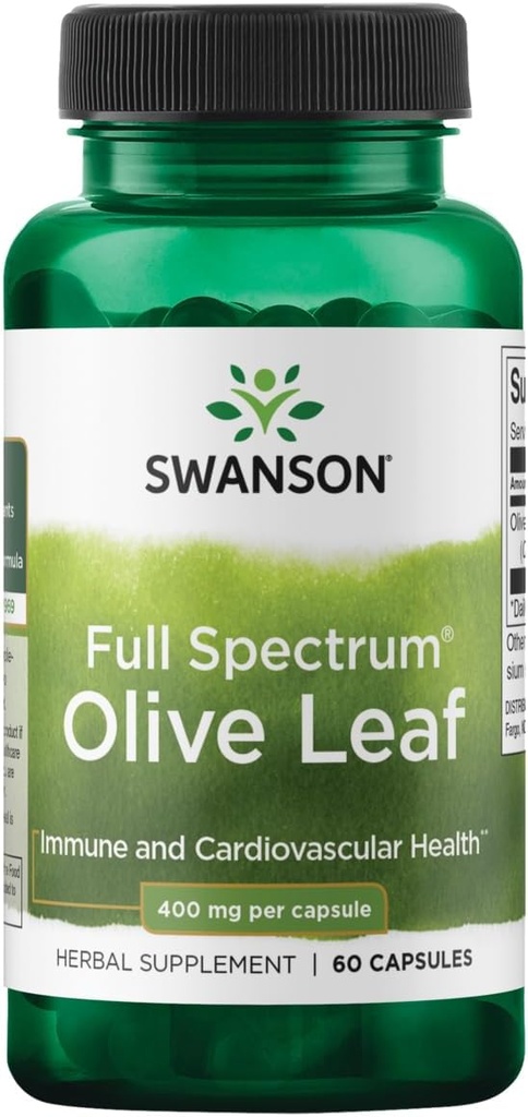 Swanson Full Spectrum Olive Leaf 400 Milligram 60 Capsules