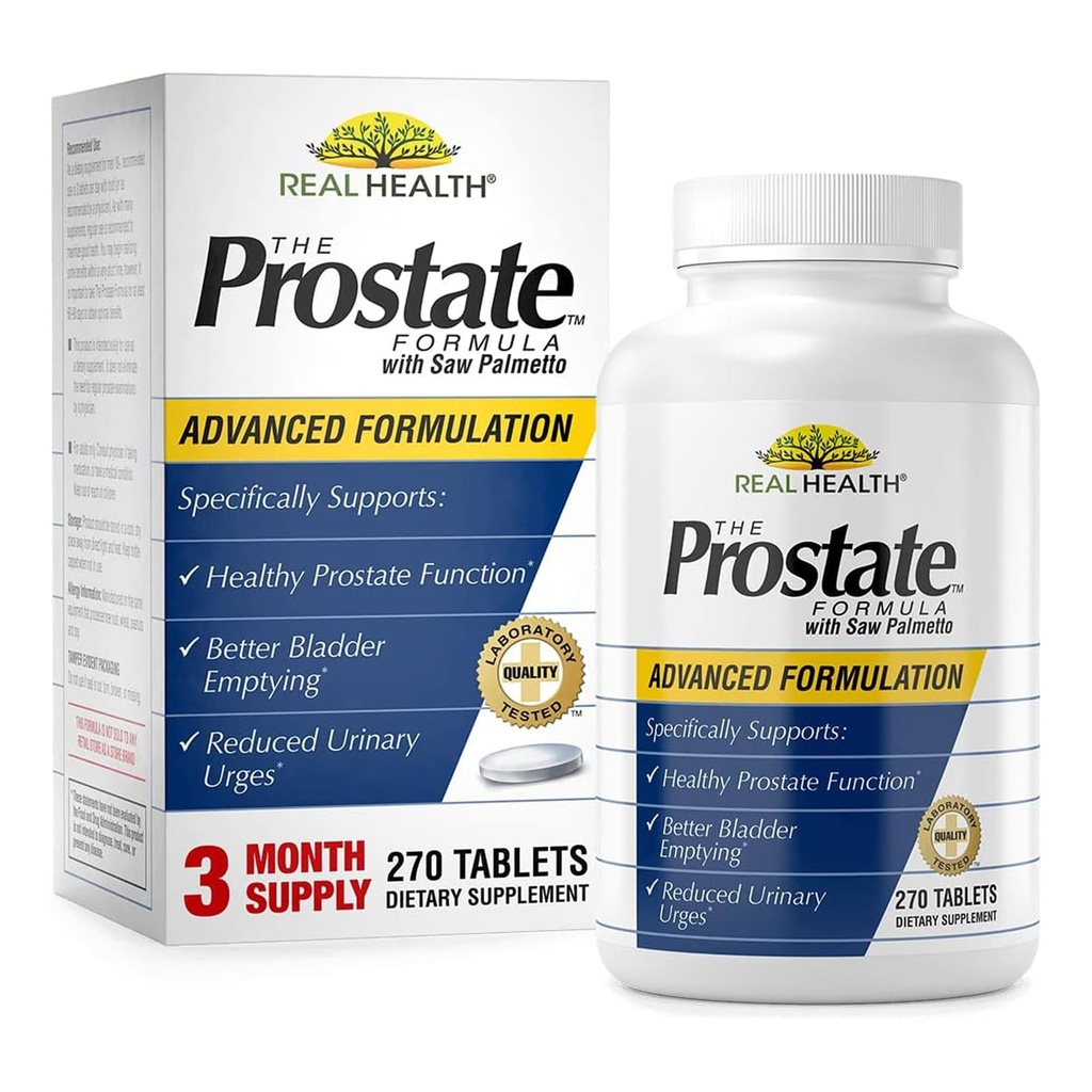 Real Health The Prostate Formula - Prostate Supplements for Men, Prostate Health, Prostate Relief, Saw Palmetto for Men, Prostate Vitamins - 270 Count Count