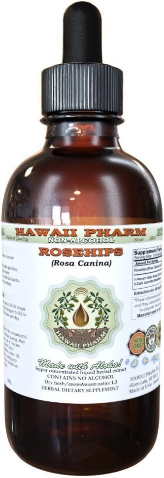 Hawaii Pharm Rose Alcohol-Free Liquid Extract, Organic Rosehips (Rosa Canina) Συμπληρώματα Γλυκερίτη Natural Herbal, USA 2 fl.oz