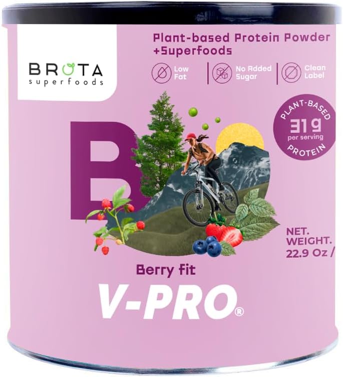 Vegan Protein Powder - Πρωτεΐνη με βάση το φυτό για την ενέργεια & μυϊκή ενίσχυση - Καθαρή ανακίνηση σε Berry Blend Γεύση