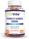 D3 Vitamin Gummies 2000IU, 90 Non-GMO, Vegan ve Three Deliciously Flavored Gummies, 45-Day Supply