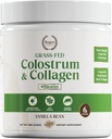 Grass-Fed Colostrum & Collagen Toz | Gut Health, Saç, Cilt ve Ortak Destek | Yeni Zelanda Bovine Colostrum, Hydrolyzed Collagen,, 30006 Biotin | Vanilla Bean | 28 Hizmet