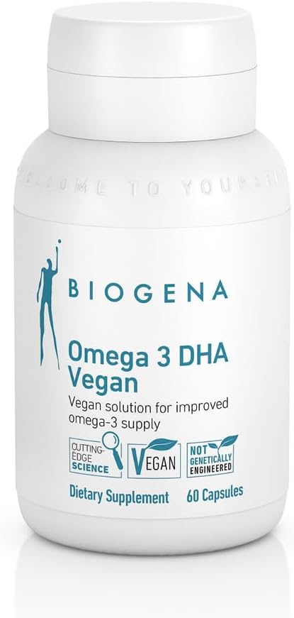 Biogena Omega 3 DHA Vegan: Συμπληρώματα με βάση το φυτό από Algae Oil για βελτιωμένη Omega-3 προμήθεια (60 κάψουλες – ένα την ημέρα)