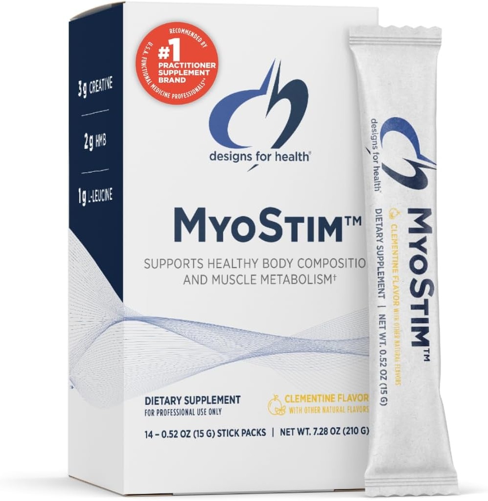 Σχέδια για την Υγεία MyoStim - HMB + Collagen Peptides Σκόνη με L-Leucine + Createine για την υποστήριξη της υγιούς γήρανσης - μπορεί να βοηθήσει να εξασθενήσει την ηλικία-Σχετικά με την απώλεια μυών - Clementine-Flavored Ποτό (14 Stick συσκευασίες)