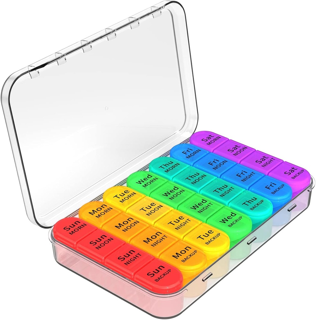 Daviky Weekly Pill Organizer 4 Times a Day, Pill Box 7 Day, Tıp Organizecı Seyahat Için Yeniden İnşa Edilmiş Bireysel Pill Case Pill Container to Hold Daily Vitamin, Supplement and Drug