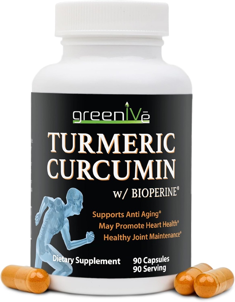 GreenIVe Turmeric Curcumin with BioPerine 90 Capsules with Curcumin 46X Absorpsiyon