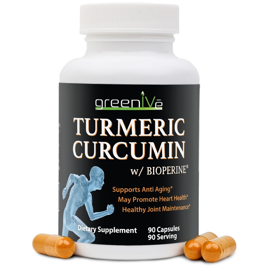 GreenIVe Turmeric Curcumin with BioPerine 90 Capsules with Curcumin 46X Absorpsiyon