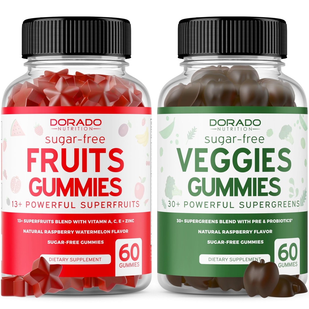 Meyve ve Veggies Supplement (120 Gummies) - Premium Sugar-Free Superfood Super Green & Fruit Gummies for Yetişkinler - Immunity Support for Men & Women - Non GMO, Vegan Safe & Made in USA