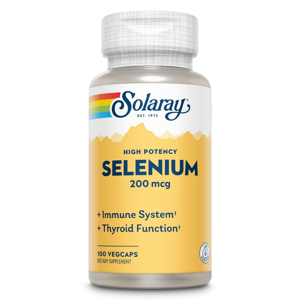 Solaray Selenium, Yüksek Potency, Sağlıklı Immune System, Tiroid Fonksiyonu ve Antioksit Desteği, 100 VegCaps