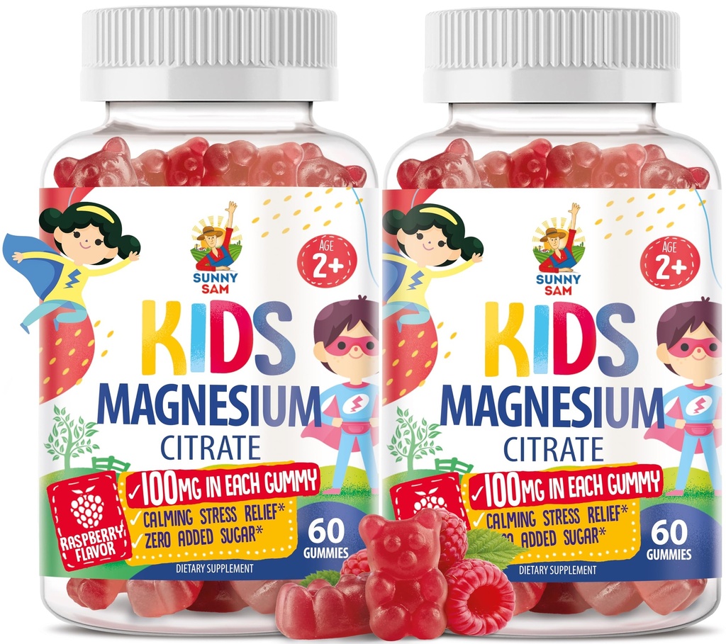 Çocuklar ve Yetişkinler için Magnezyum Gummies - 100 mg - Calm Magnezyum Chews - Magnezyum Citrate Chewable Supplement for Mood & Muscle Support - 2Pack