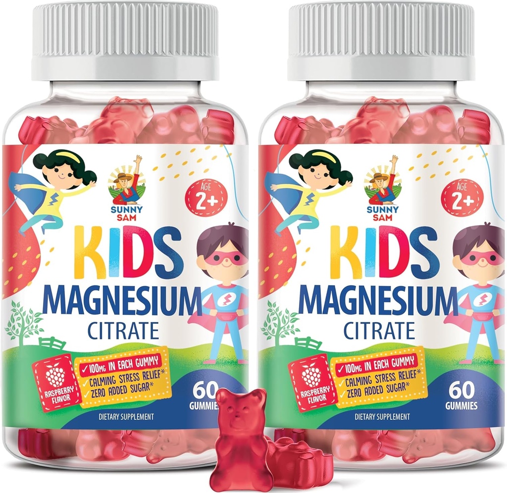 Μαγνήσιο Gummies για παιδιά και ενήλικες - 100mg - Ηρεμία μάσημα μαγνησίου - Μαγνήσιο Κιτρικό Μασώμενο συμπλήρωμα για Mood & Muscle Support - 2Pack