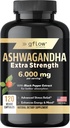 Kadınlar ve Erkekler 6000 mg için Ashwagandha Supplements | Sleep, Mood ve Enerji Desteği | Ekstra Güçlü, Vegan Dostu, ABD'de Yapıldı