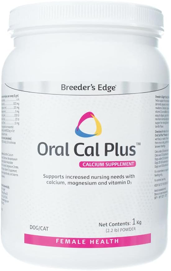 Revival Animal Health Breeder's Edge Oral Cal Plus Toz,dis & Vitamin D3 Hemşirelik Köpekleri ve Kediler için Tamamlanması, Sağlıklı Kemikleri, Diş ve Lafasyon Destekleri, 1kg