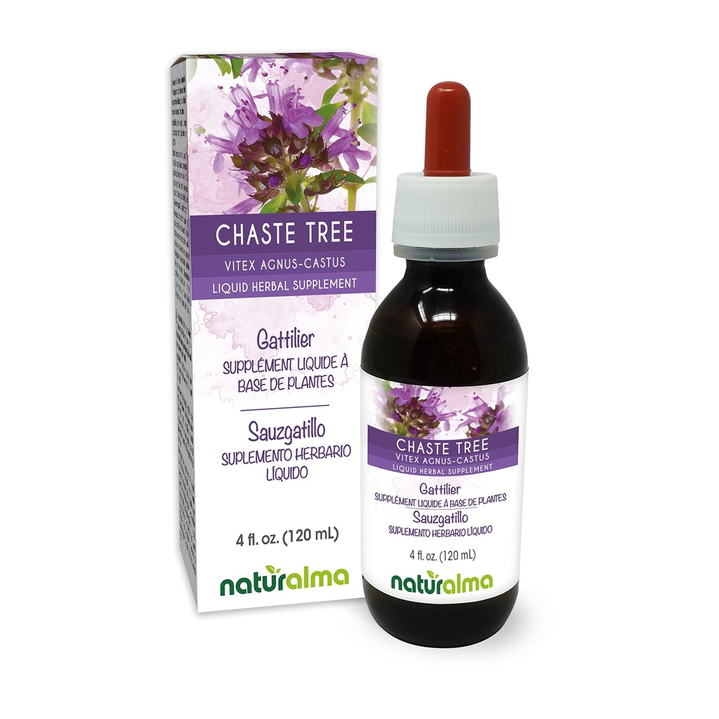 Naturalma Chaste Tree (Vitex Agnus-castus) Meyve Alkol Özgür Tincture - 4 fl oz Sıvı Ekstraksiyon - Herbal Supplement - Vegan