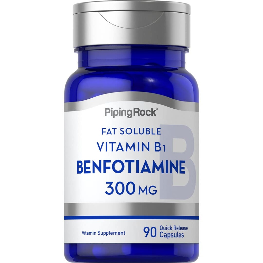 Piping Rock Benfotiamine 300 mg | 90 Capsules | Fat ► Vitamin B1 | Non-GMO, Gluten Free Supplement
