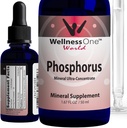 WellnessOne Ionic Phosphorus Supplements - Phosphorus Liquid from Ortho Phosphoric Acid for Teeth, Bone Health, & Energy Support - Non-GMO, Vegan, Gluten Free - 1,67 fl oz
