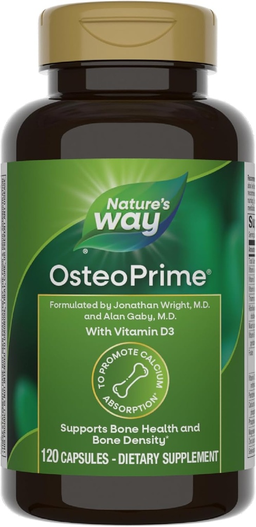 Τρόπος της φύσης OsteoPrime, υποστηρίζει την υγεία και την πυκνότητα των οστών*, βιταμίνη D3, χωρίς γλουτένη, 120 κάψουλες χορτοφάγων (συσκευασία Μαΐου Vary)