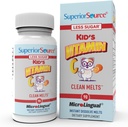 Superior Source Kid's Vitamin C Clean Melts - Immune Support Supplement for Children - Less Sugar - Non-GMO, Gluten-Free & Preservative-Free - 90 MicroLingual Instant-Dissolve Tabletleri