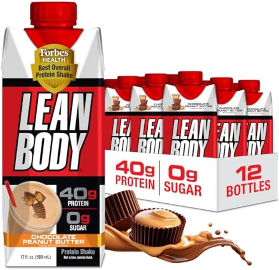 Ανακινήστε την πρωτεΐνη Lean Body Ready-to-Dink Protein Shake, 40g Protein, Whey Blend, 0 Ζάχαρη, Χωρίς γλουτένη, 22 Βιταμίνες & Ορυκτά, (Ανακυκλώσιμο Κουτί & Λίπος - Συσκευασία των 12) LABRADA (Σκόλικο Φυστικοβούτυρο)