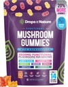 Ashwagandha Gummies ve Lions Mane Mushroom Gummies Supplement - Organik - Reishi, Cordyceps, Türkiye Tail, Maitake, Shitake, Chaga - Immune Defense, Boosts Cognitive Performance, Vegan, Low Carb