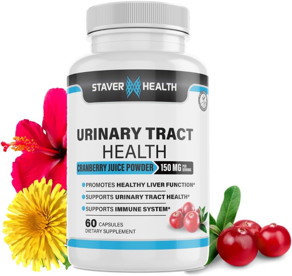 Kadınlar için Cranberry Pills, D Mannose 1000 mg Capsules - Dandelion Herb Supplement - Kadın Sağlığına Yardım, 60 CT