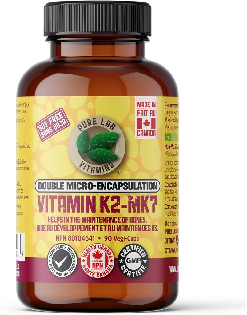 Pure Labs Vitamin K2 MK7, Kanada'da Yapılan 90 Vegi-Caps