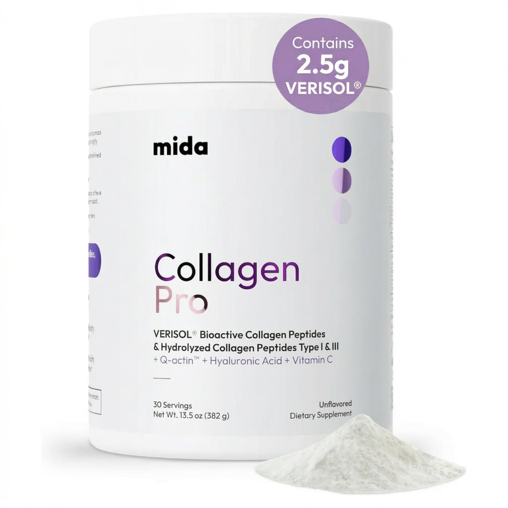 VERISOL® Hydrolyzed Collagen Peptides Type I & III with Vitamin C, Hyaluronic Acid, Biotin, Q-ACTIN® 