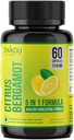 Citrus Bergamot 1110 mg - 25:1 Ekstra Potency Supplement with Black Choke Berry, Niacin, Olive Leaf & Black Pepper Extract - Vegan - 60 Capsules