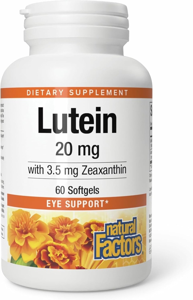 Natural Factors - Lutein 20mg, Natural Antioxidant to Support Eye Health, 60 Soft Gels