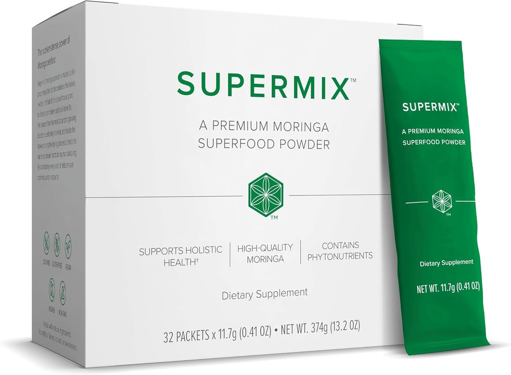 Isagenix SuperMix - Premium Moringa Superfood Σκόνη με Φυτοθρεπτικά συστατικά - Βολικό Ατομικό Σερβιρίσματος Πακέτα - 32 Σερβιέτες - Τροπική Γεύση Φρούτων