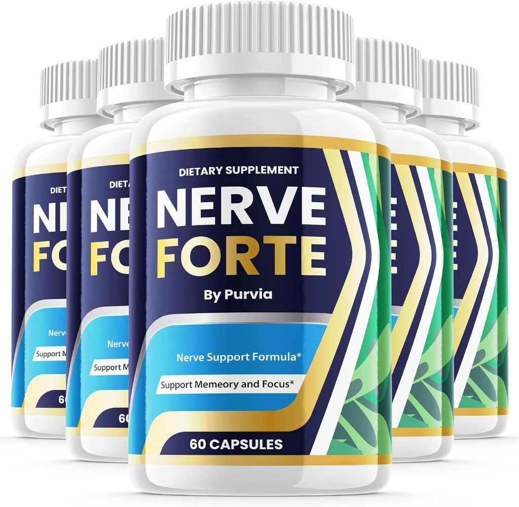 (5 Pack) Nerve Forte Pills, Nerve Forte Capsules Genel Wellness Desteği için Gelişmiş Güç Formülü, Nerve Forte İncelemeleri, Nerveforte Maksimum Performans Vitamini Desteği (300 Capsules)