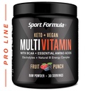 Multivitamin Powder - Drink Mix για άνδρες γυναίκες BCAA Αμινοξέα δεν θα αναστατώσει το στομάχι σας - Keto Vegan Multivitamin Fruit Punch - Ηλεκτρολύτες Super B Complex Digestive Enzyme