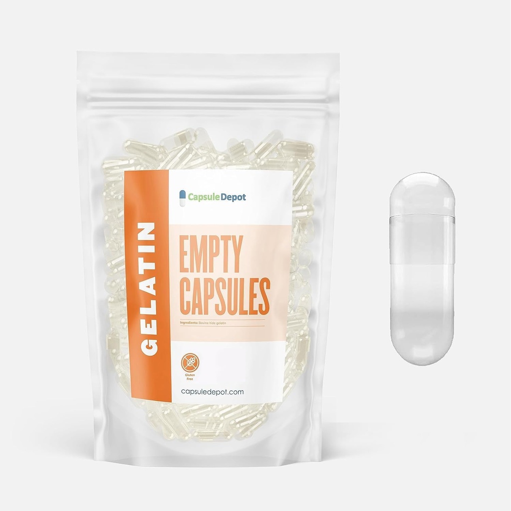 Size 00 Empty Gelatin Capsules - Capsule Depot - 500 Count