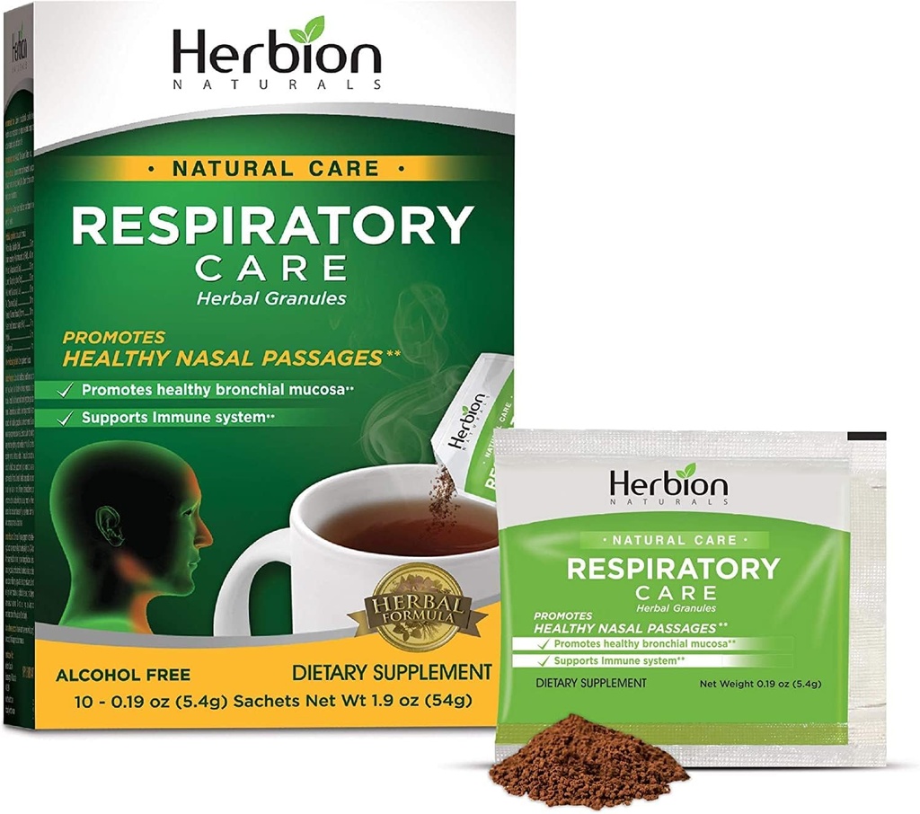 HERBION Naturals Respiratory Care Herbal Granules 10 Ct, For The Whole Family, Health Respiratory Function, Relieves Cough, 10 Count of 1