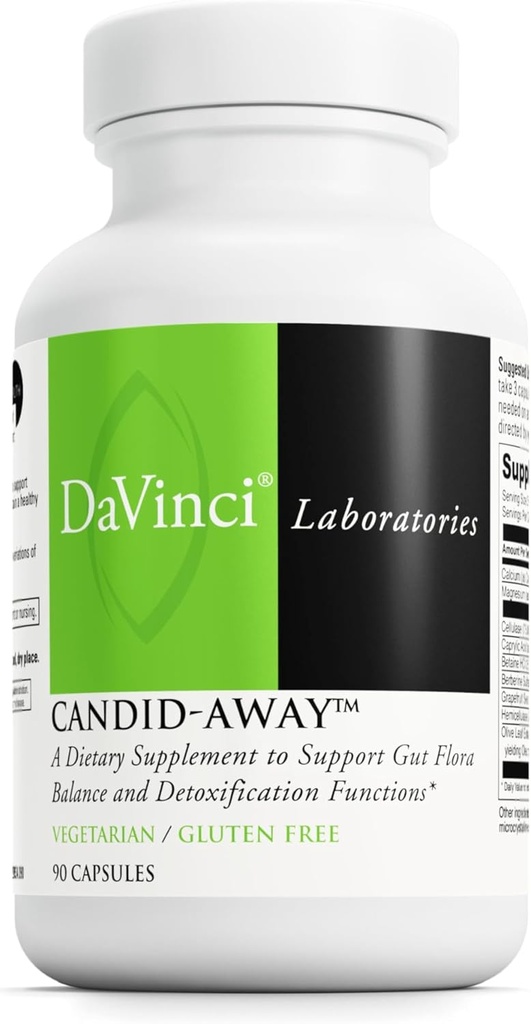 DAVINCI Laboratuvarları Candid-Away - Digestive Gut Health Support, Immune System Support with Digestive Enzymes,uba, Magnezyum & More* - 90 Vegetarian Capsules (30 hizmet)