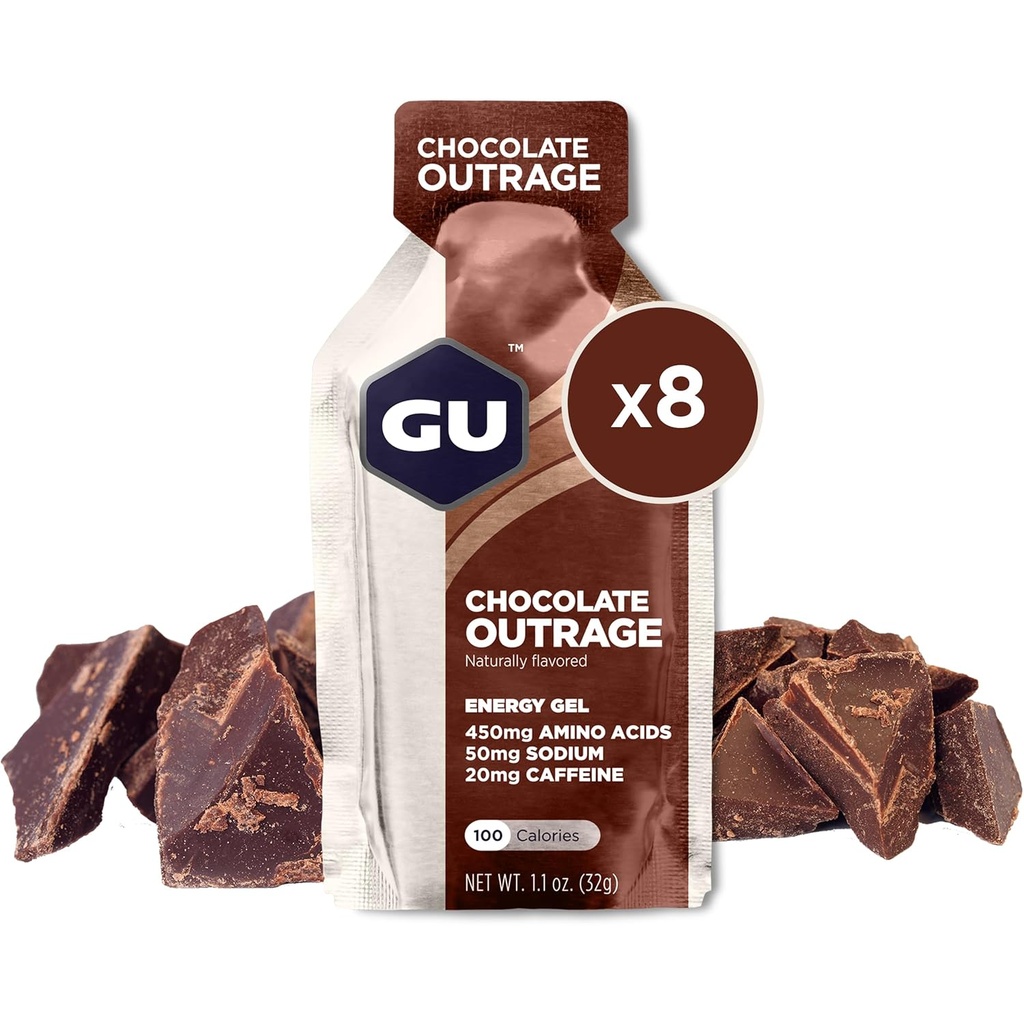 GU Energy Original Sports Nutrition Energy Gel, Vegan, Gluten-Free, 8-Count Tri-Berry ve Chocolate Outrage Flavors with replica Acids and Electrolytes