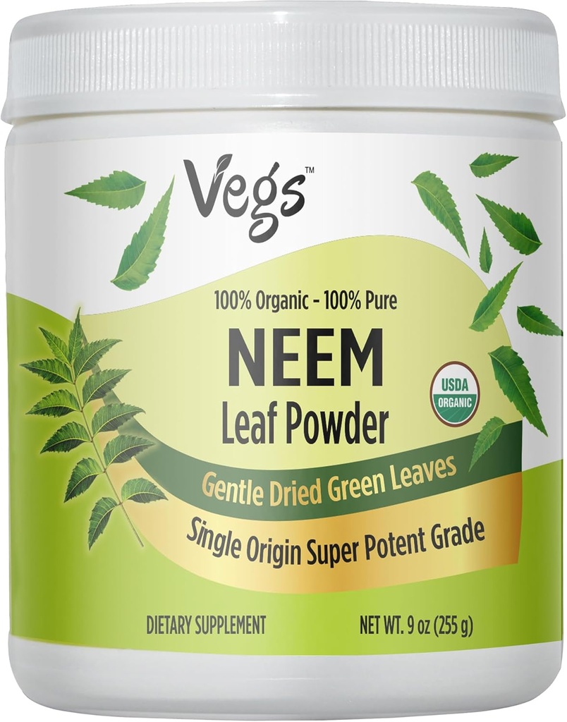 Organik Neem Leaf Toz - Ücretsiz Kuru Gerçek Yeşil Neem Toz Bırakır - Saç Büyümesini Destekler, Skin & Gut Health, Cleansing, Immunity - 9 ozz