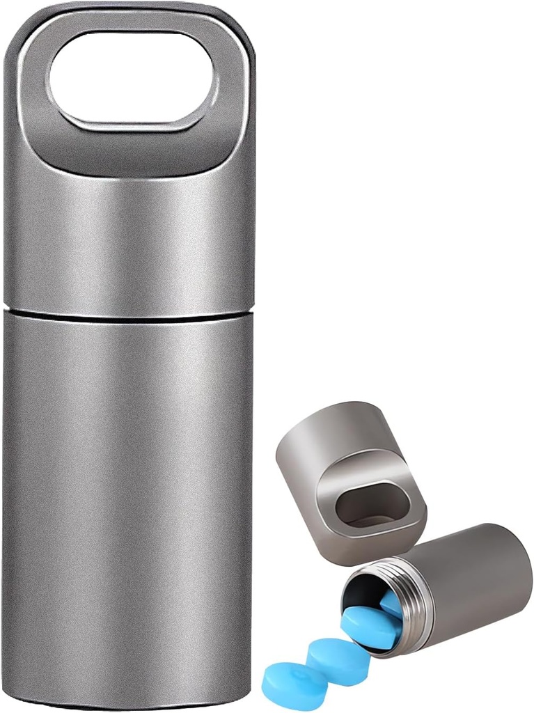 Μικρό Keychain Hill Holder, 304 Ανοξείδωτο χάλυβα Φορητή θήκη χάπι Organizer για το ταξίδι, αδιάβροχο Pocket Pill κουτί ιατρικής Pocket Pill για Purse Men (Mini Pill Case), Silver