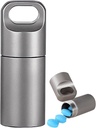 Μικρό Keychain Hill Holder, 304 Ανοξείδωτο χάλυβα Φορητή θήκη χάπι Organizer για το ταξίδι, αδιάβροχο Pocket Pill κουτί ιατρικής Pocket Pill για Purse Men (Mini Pill Case), Silver
