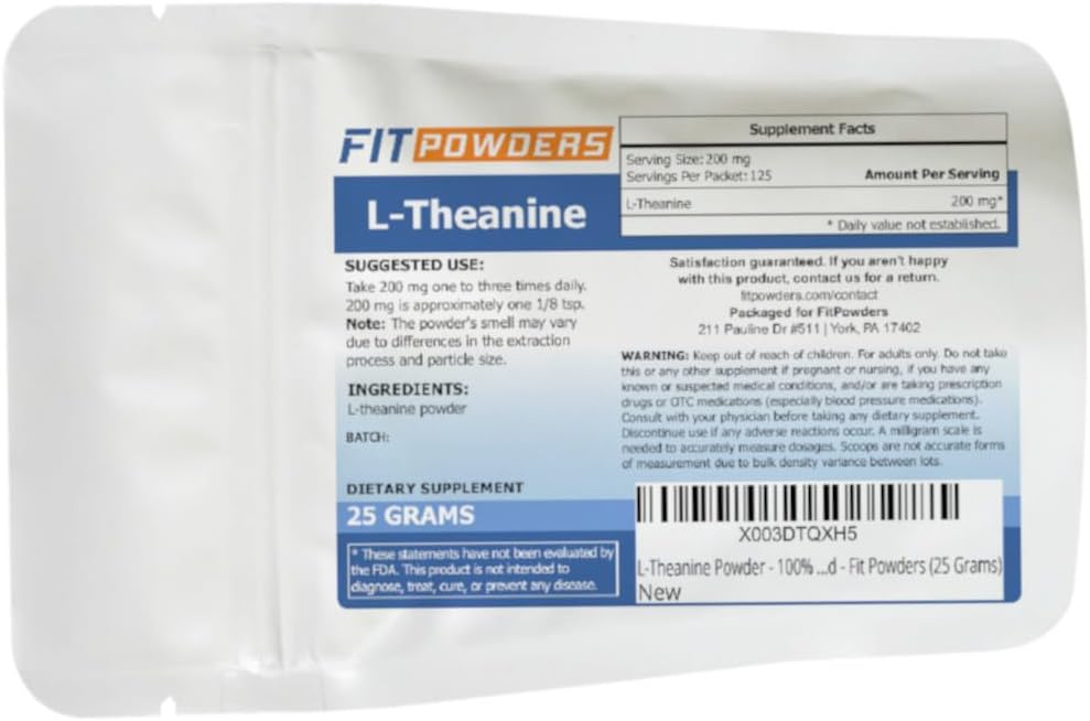 L-Theanine Toz 100% Pure, Non-GMO, Vegan, Gluten Free Theanine Toz Supplement (Multiple Dimensions) Mood and Cognitive, Stress Relief and Relaxation, Scoop Dahil (25 Grams)