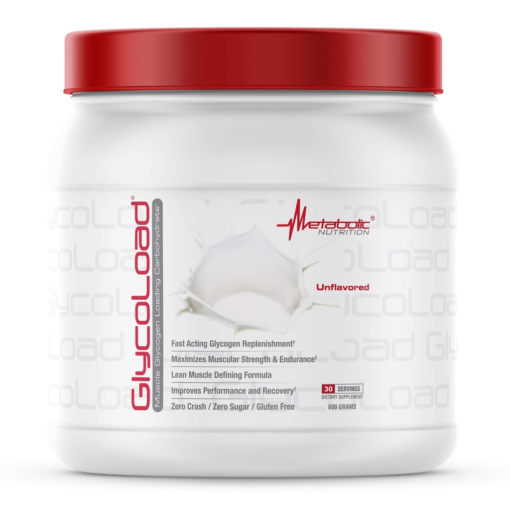 Metabolic Nutrition, Glycoload, 100% Micronized Cyclic Cluster Dextrin Carbohydrate Powder, Muscle Glycogen Loading Carbohydrate, Pre Intra Post Workout Supplement, Unflavored, 600 gm (30 ser)