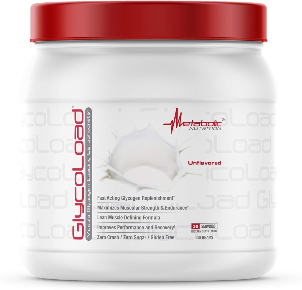 Metabolic Nutrition, Glycoload, 100% Micronized Cyclic Cluster Dextrin Carbohydrate Powder, Muscle Glycogen Loading Carbohydrate, Pre Intra Post Workout Supplement, Unflavored, 600 gm (30 ser)