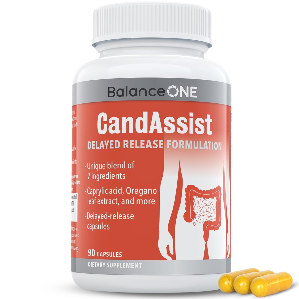 Ik Candida Caprylic Acid ile destek, Berberine & Oregano Leaf Ekstraksiyon - Sağlıklı Yeast Balance & Gut Flora - Gecikmiş Paylaşım Kapsülleri, 1 Ay Supply, for Women & Men - CandAsist