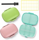 3 Pack 8 Διαμερίσματα Travel Pill Box,Pill Organizer 7 Ημέρες Moisture Proof Μικρή Θήκη Χάπια για Pocket Purse Καθημερινή Φορητή Ιατρική Στήριγμα βιταμινών (Pink+Blue+Green)