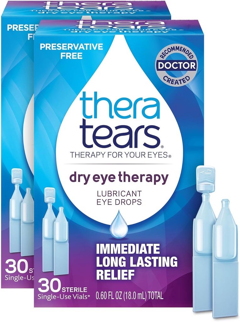 TheraTears Kuru Eye Therapy Eye Drops for Kuru Eyes, Preservative Free, 30 Vials, 2 Pack