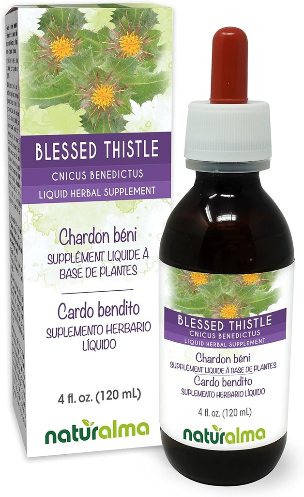 Doğalma Butle veya Kutsal Butle (Cnicus benedictus) onu Çiçekler Alkol Özgür Tincture ile - 4 fl oz Sıvı Ekstraksiyon - Herbal Supplement - Vegan
