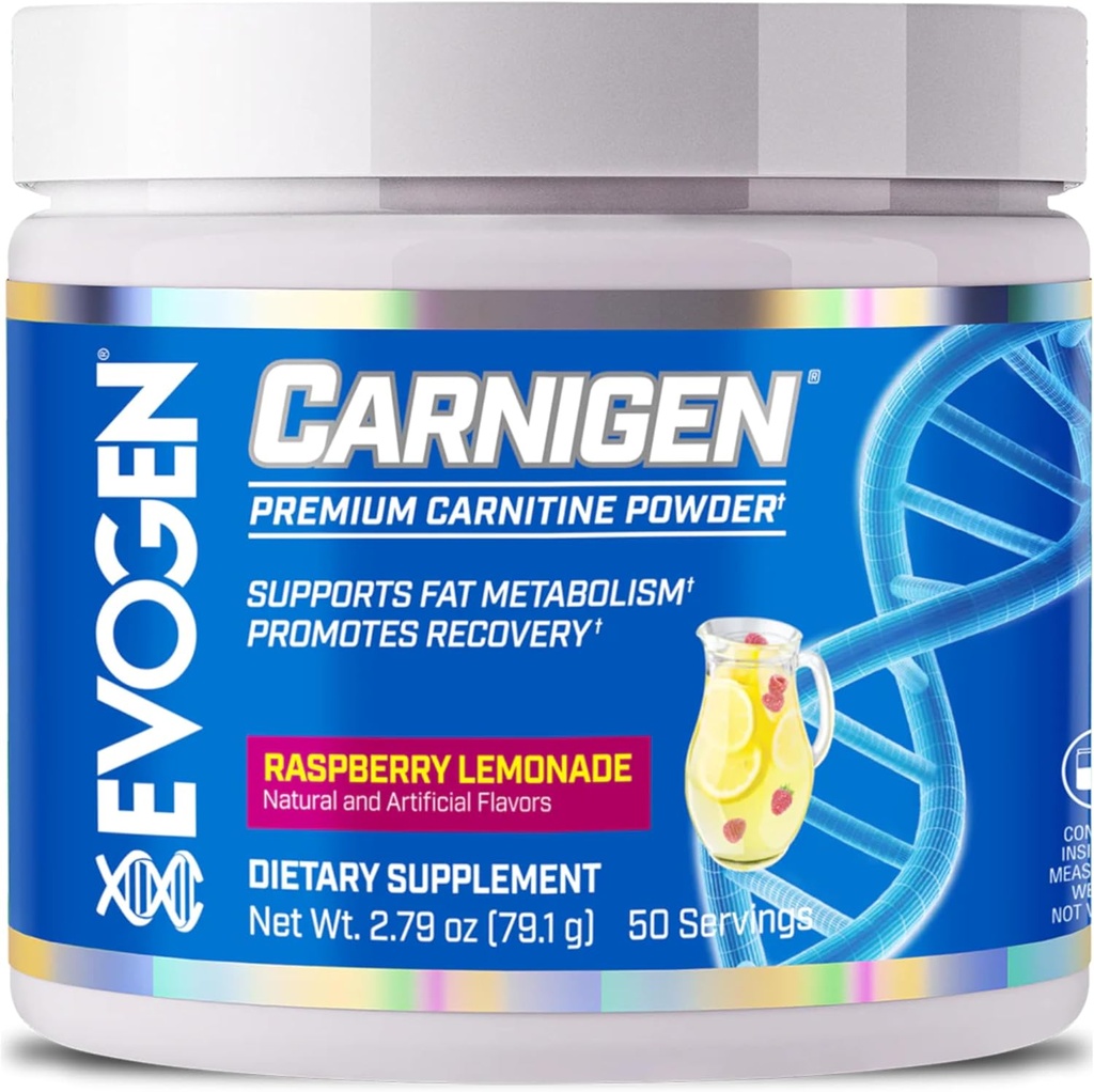 Evogen Carnigen - Premium Carnitine Toz | Destekler Fat Metabolism & Promosyonlar Kurtarma | Stimulant-Free L Carnitine Supplement Matrix with Acetyl L-Carnitine | Raspberry Lemonade | 50 Hizmet